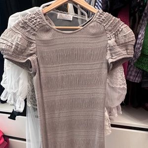 Isabel Marant Taupe Mini Dress with Smocked Shoulders